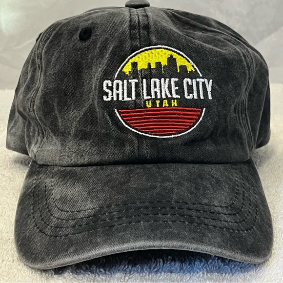 Salt Lake City Embroidered Cotton Dark Grey Adjustable Cap - Picture 15 of 15